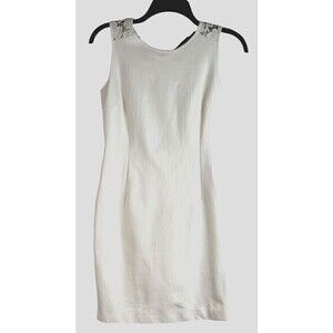Zara Basics Ivory White Bodycon Open Back Sleeveless Lace Mini Dress Size Small